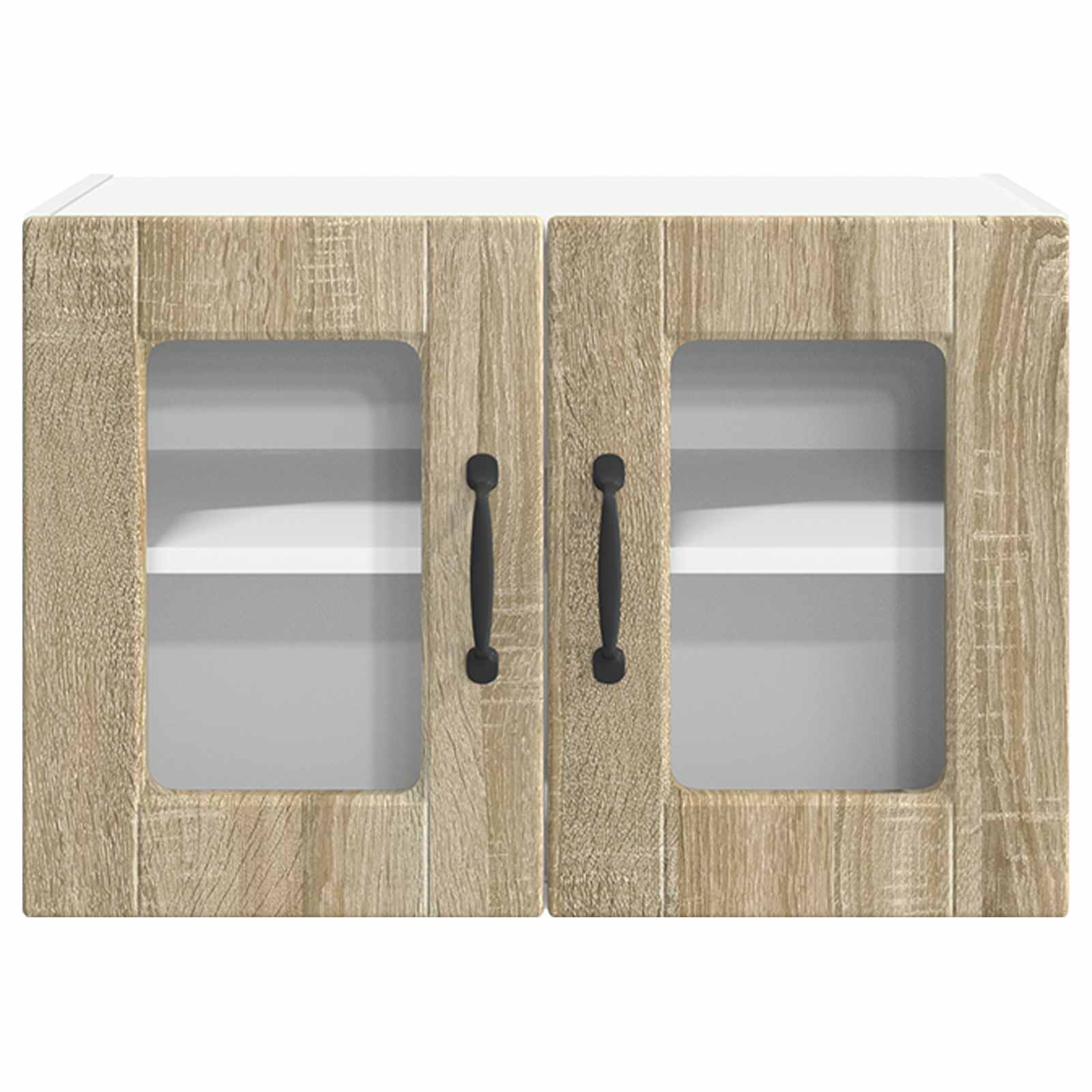 Nástěnná Skleněná Skříň Porto 2 Pcs Sonoma Dub Kompozitní Dřevo