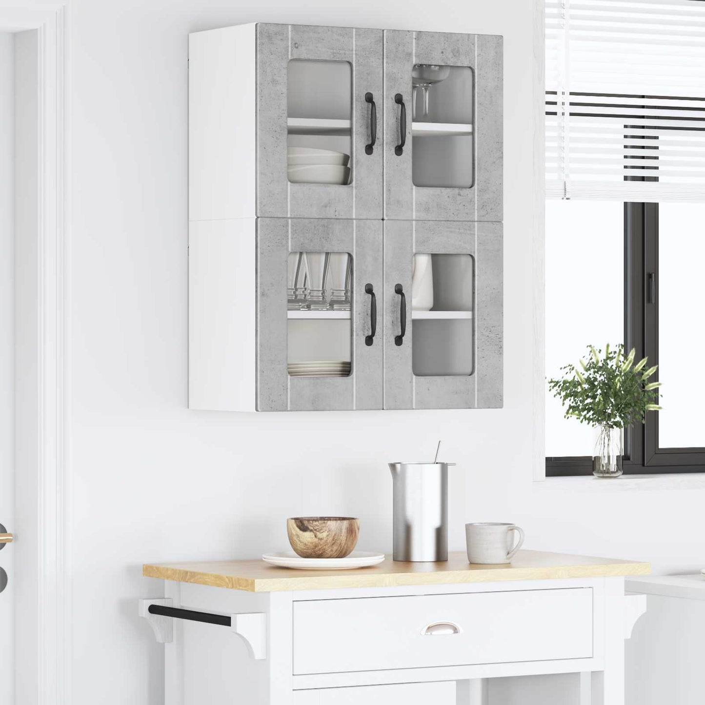 Nástěnná Skleněná Skříň Porto 2 Pcs Betonově Šedá