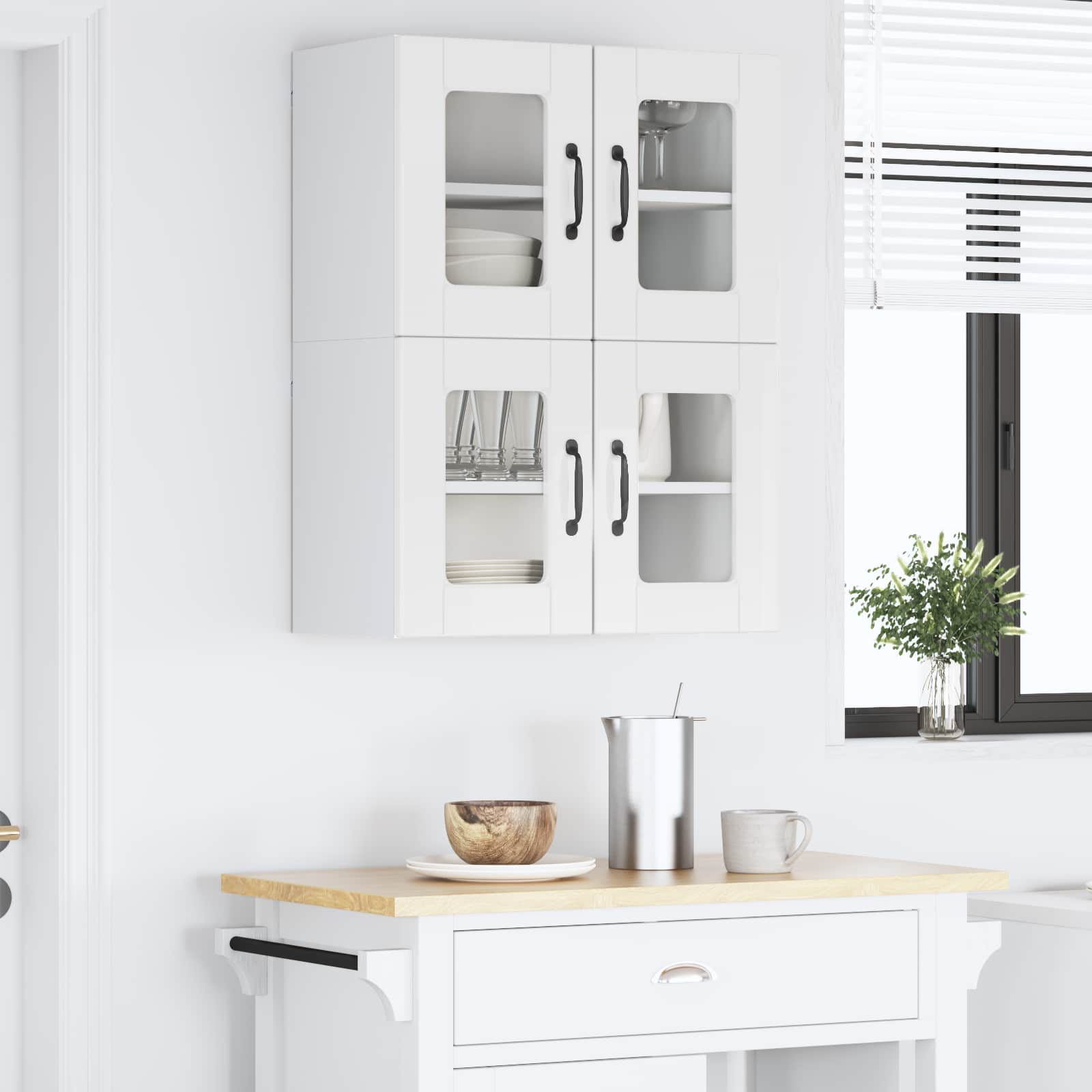 Nástěnná Skleněná Skříň Porto 2 Pcs Vysoce Lesklá Bílá