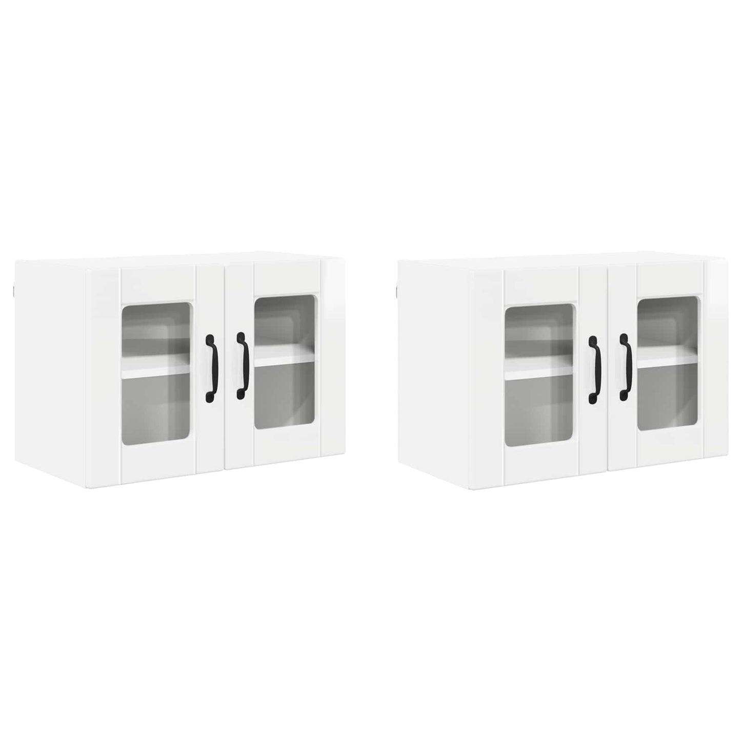Nástěnná Skleněná Skříň Porto 2 Pcs Vysoce Lesklá Bílá
