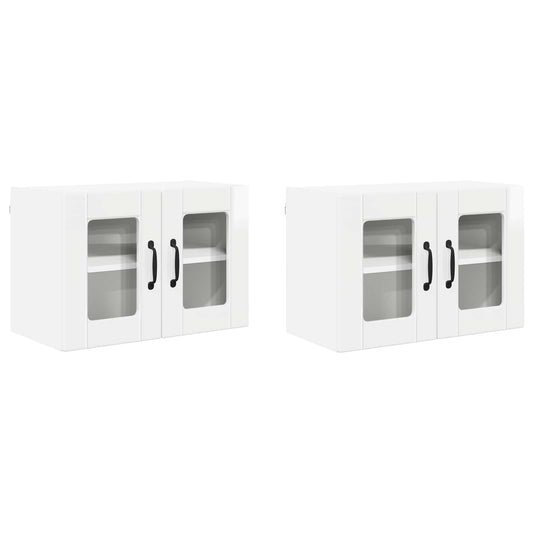 Nástěnná Skleněná Skříň Porto 2 Pcs Vysoce Lesklá Bílá