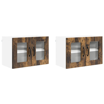 Nástěnná Skleněná Skříň Porto 2 Pcs Kouřový Dub