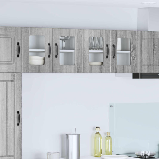 Nástěnná Skleněná Skříň Porto 2 Pcs Šedá Sonoma