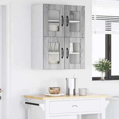 Nástěnná Skleněná Skříň Porto 2 Pcs Šedá Sonoma