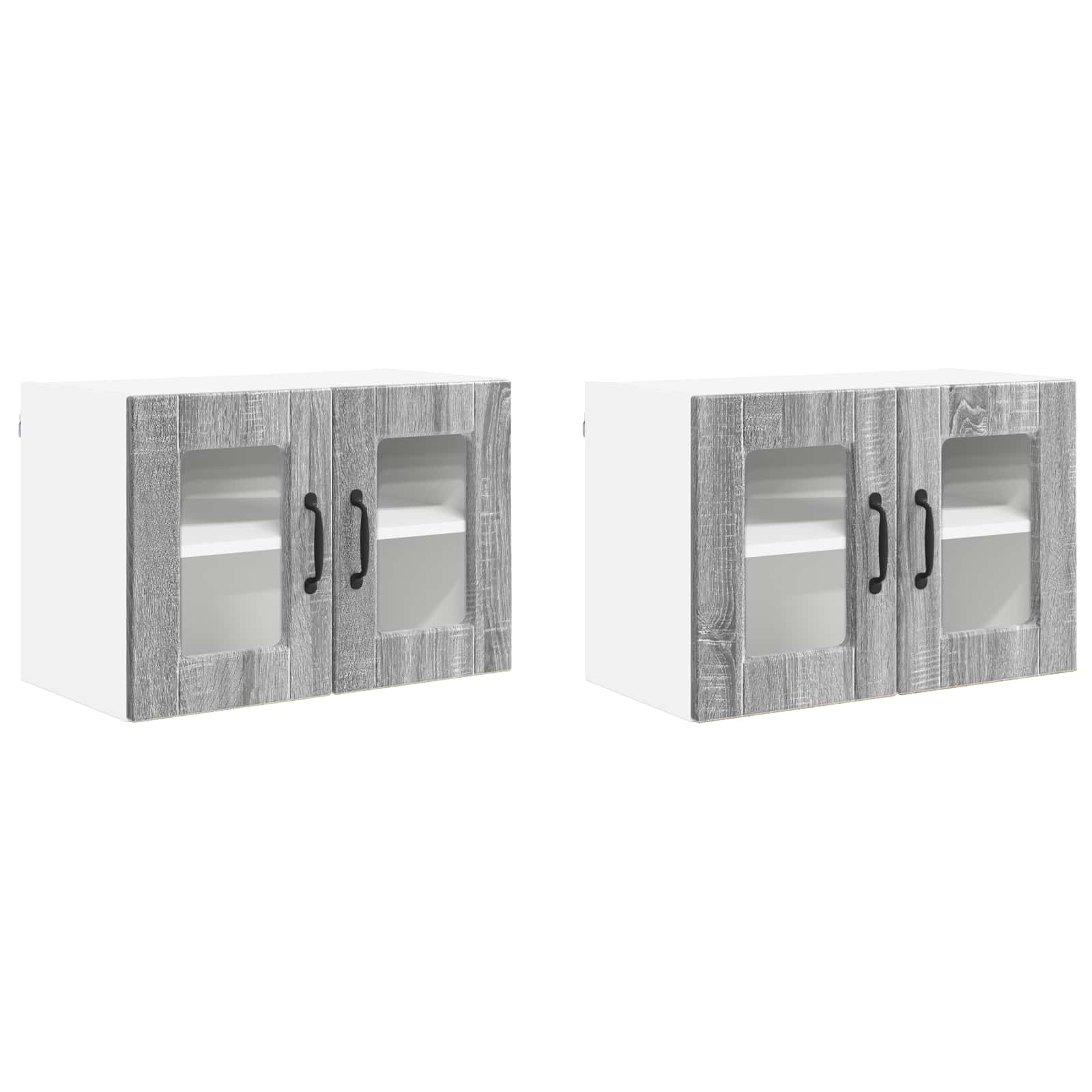 Nástěnná Skleněná Skříň Porto 2 Pcs Šedá Sonoma