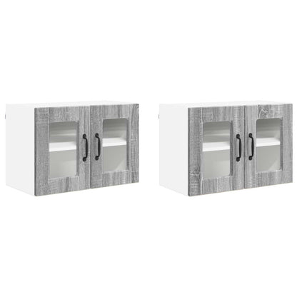 Nástěnná Skleněná Skříň Porto 2 Pcs Šedá Sonoma