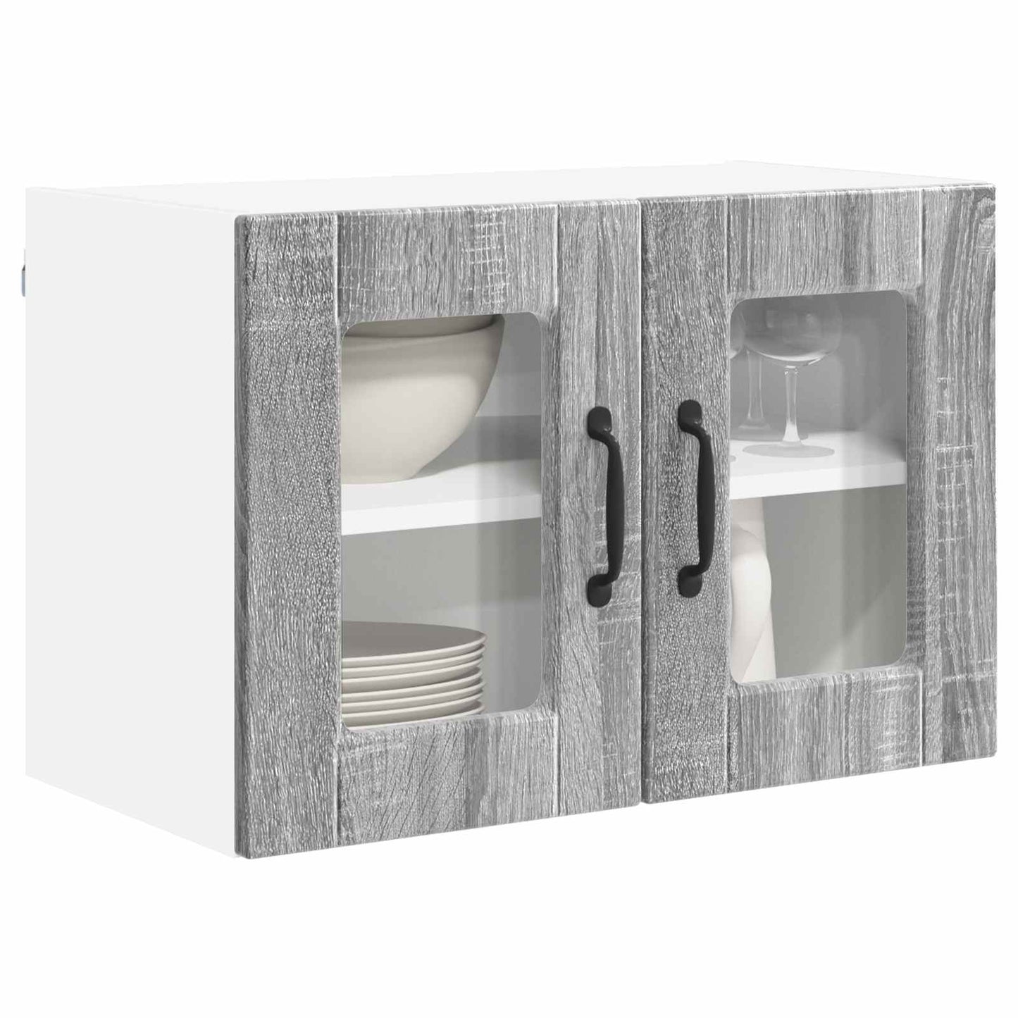 Nástěnná Skleněná Skříň Porto 2 Pcs Šedá Sonoma