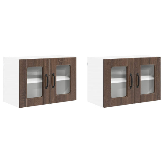 Nástěnná Skleněná Skříň Porto 2 Pcs Hnědý Dub Kompozitní Dřevo