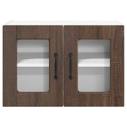 Nástěnná Skleněná Skříň Porto 2 Pcs Hnědý Dub Kompozitní Dřevo