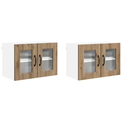 Nástěnná Skleněná Skříň Porto 2 Pcs Artisanový Dub
