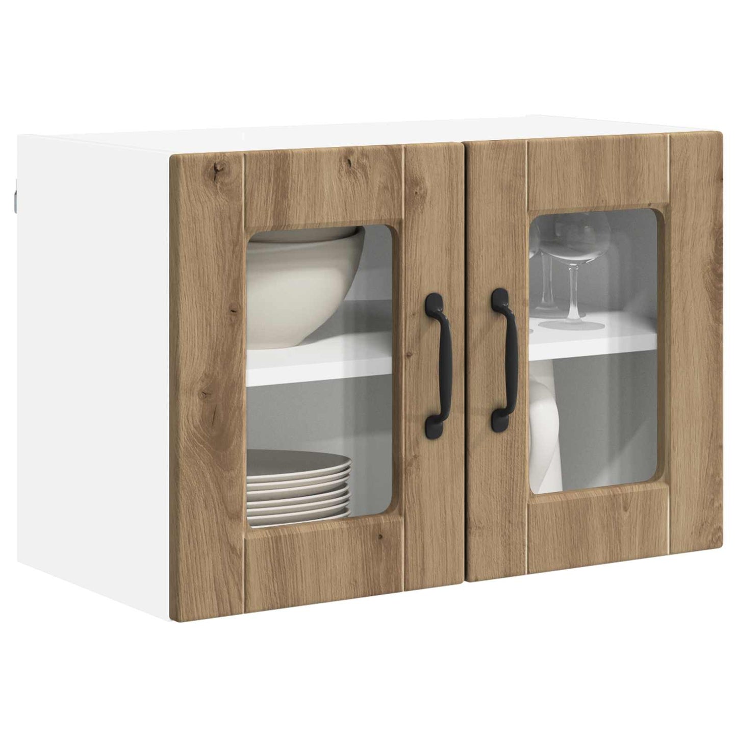 Nástěnná Skleněná Skříň Porto 2 Pcs Artisanový Dub