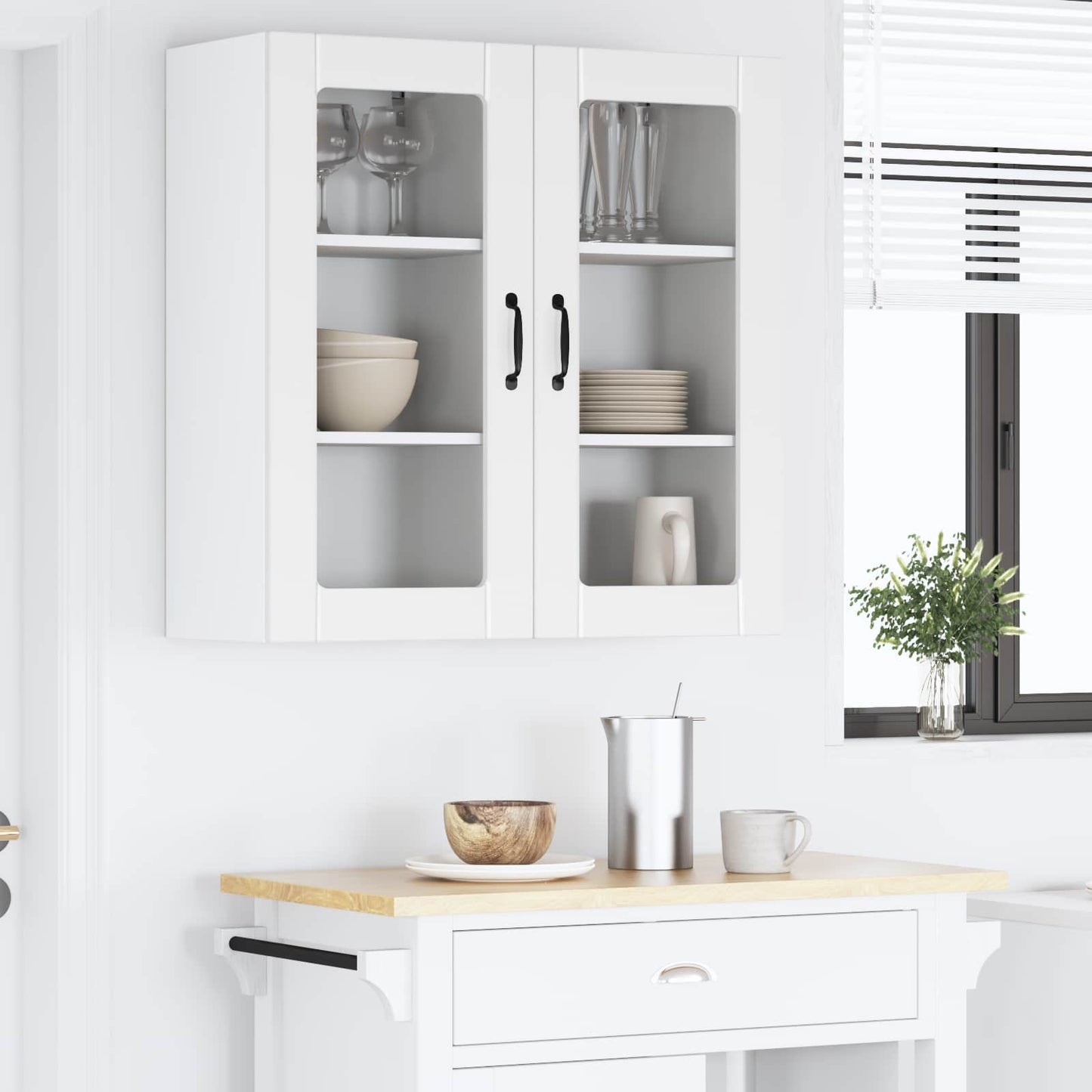 Nástěnná Skleněná Skříň Porto 2 Pcs Bílá Kompozitní Dřevo