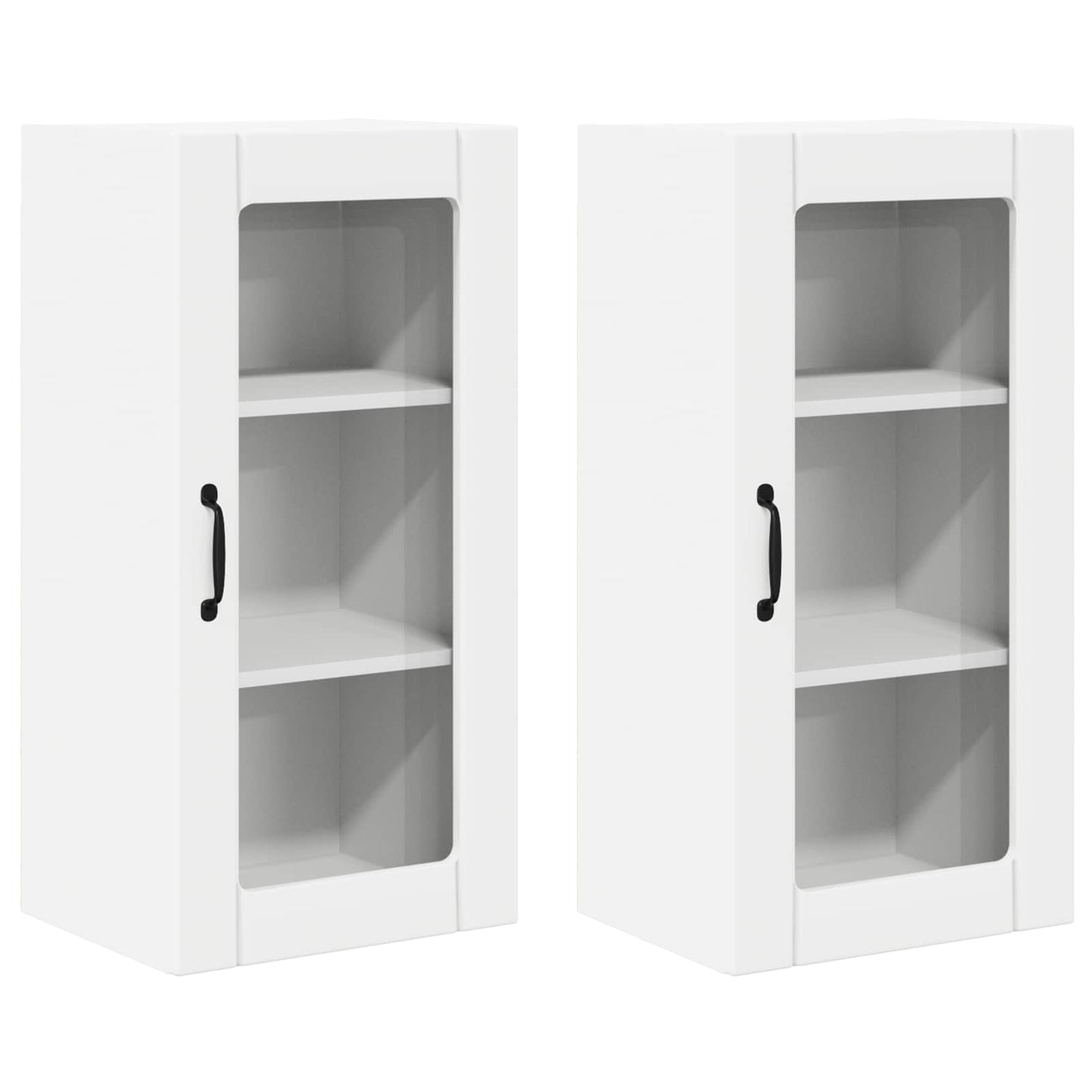 Nástěnná Skleněná Skříň Porto 2 Pcs Bílá Kompozitní Dřevo