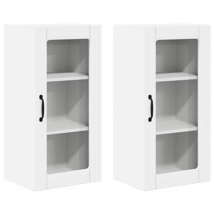 Nástěnná Skleněná Skříň Porto 2 Pcs Bílá Kompozitní Dřevo
