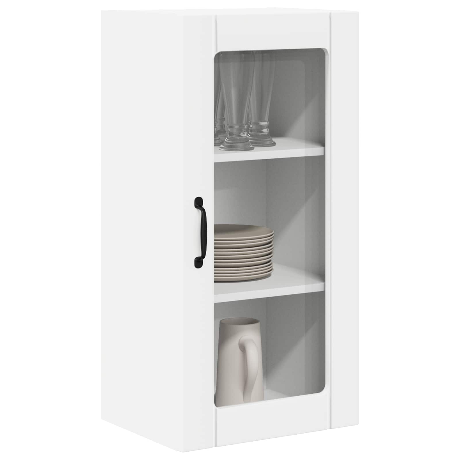 Nástěnná Skleněná Skříň Porto 2 Pcs Bílá Kompozitní Dřevo