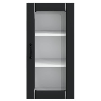 Nástěnná Skleněná Skříň Porto Černá 40 X 31 X 80 Cm