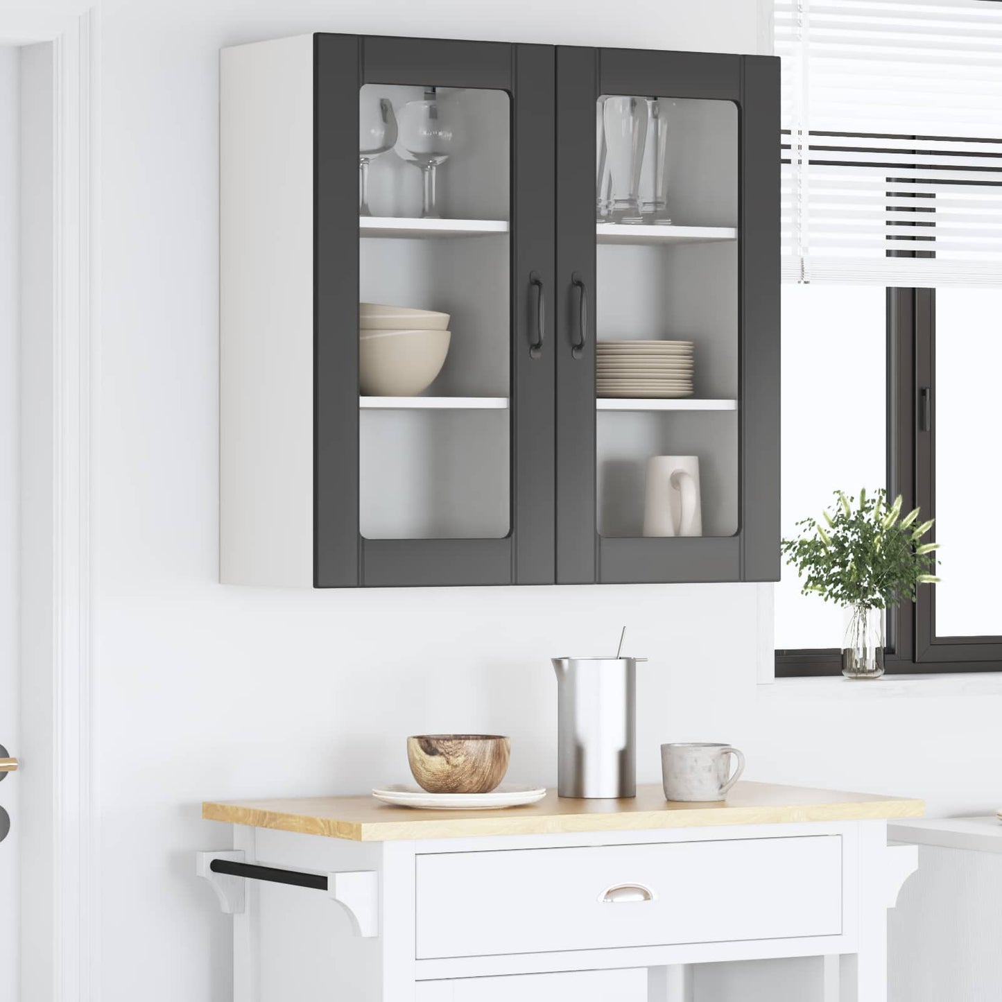 Nástěnná Skleněná Skříň Porto 2 Pcs Černá Kompozitní Dřevo