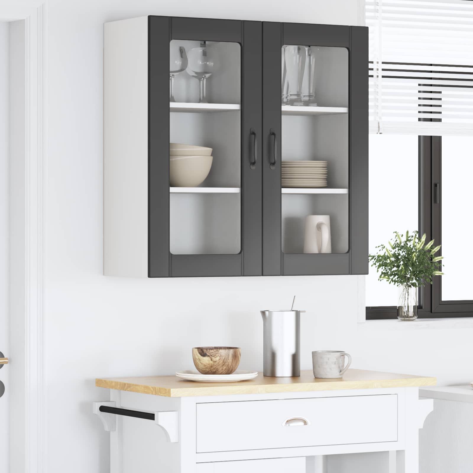 Nástěnná Skleněná Skříň Porto 2 Pcs Černá Kompozitní Dřevo