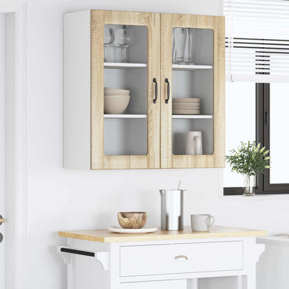 Nástěnná Skleněná Skříň Porto 2 Pcs Sonoma Dub Kompozitní Dřevo