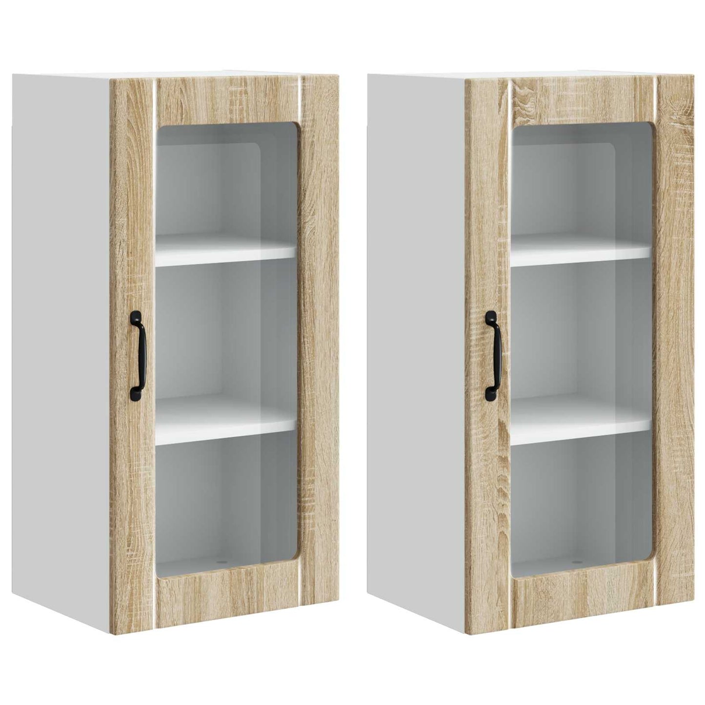 Nástěnná Skleněná Skříň Porto 2 Pcs Sonoma Dub Kompozitní Dřevo
