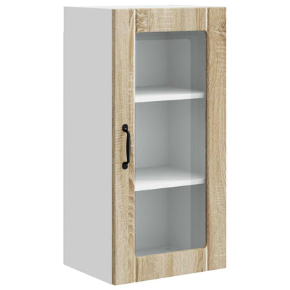 Nástěnná Skleněná Skříň Porto 2 Pcs Sonoma Dub Kompozitní Dřevo