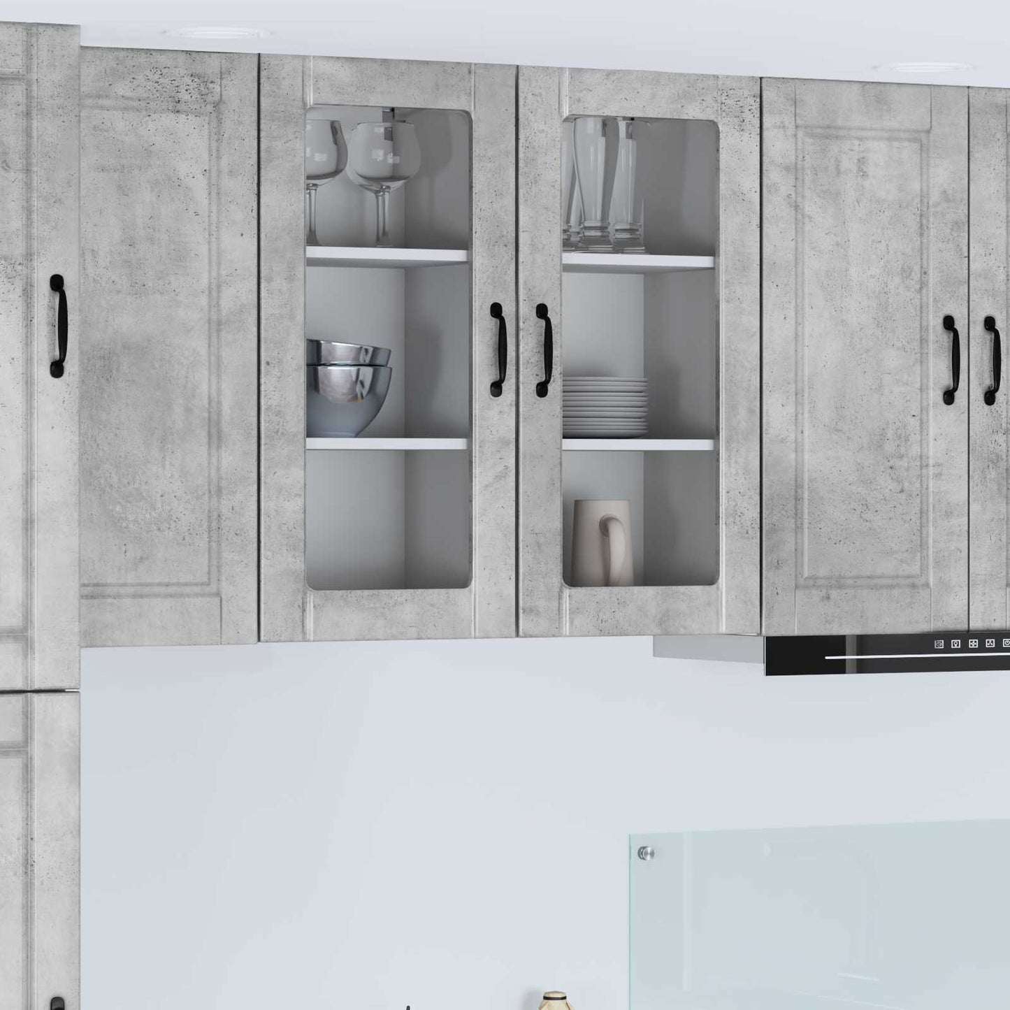 Nástěnná Skleněná Skříň Porto 2 Pcs Betonově Šedá