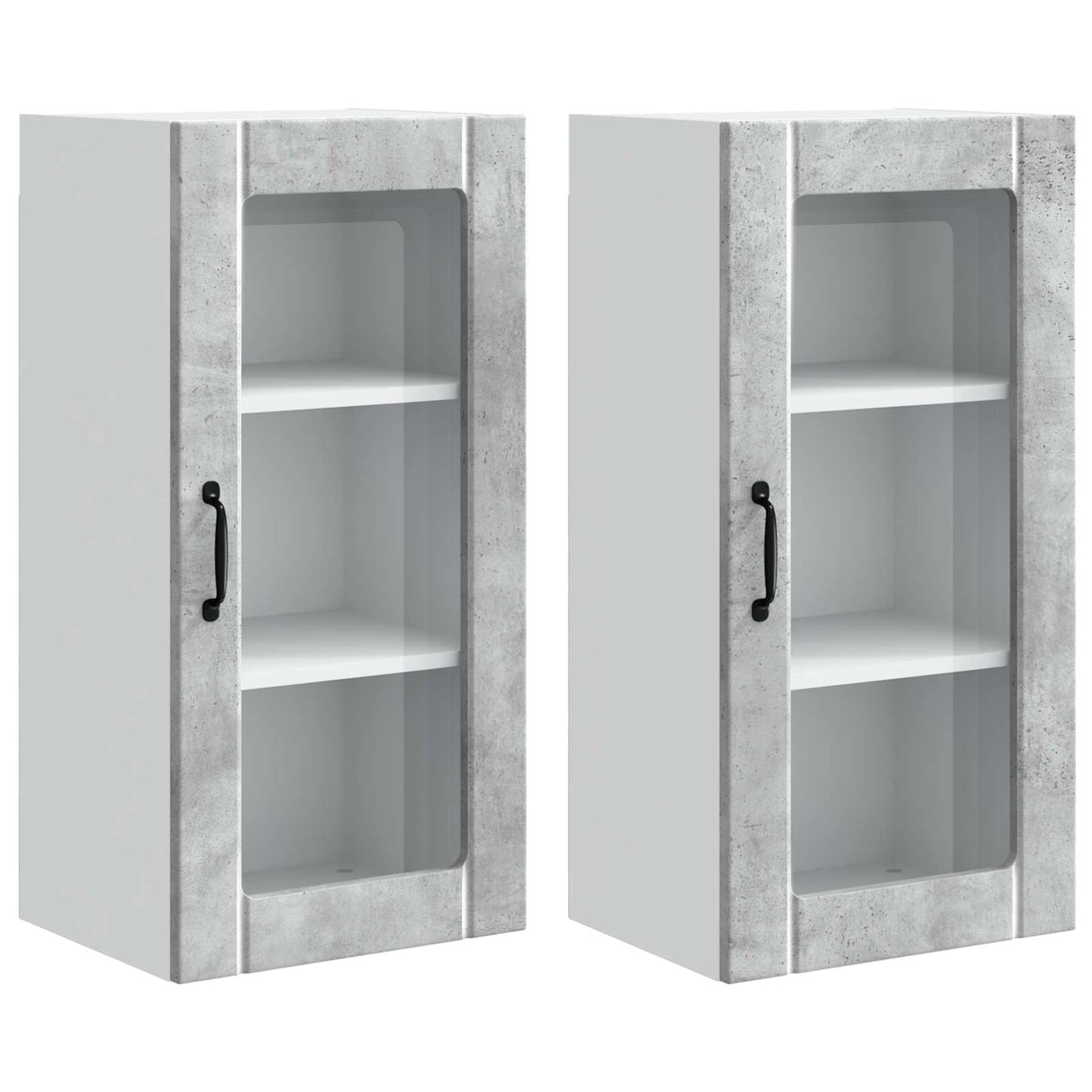 Nástěnná Skleněná Skříň Porto 2 Pcs Betonově Šedá