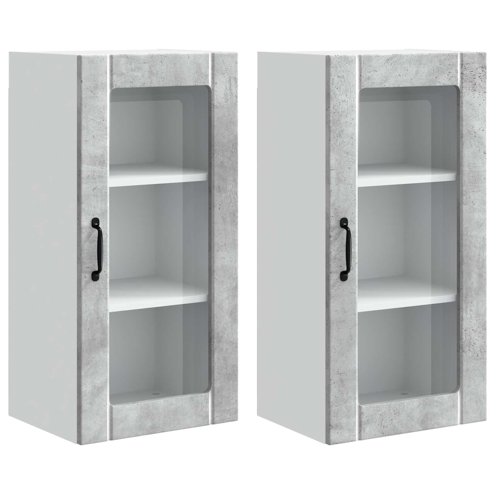 Nástěnná Skleněná Skříň Porto 2 Pcs Betonově Šedá