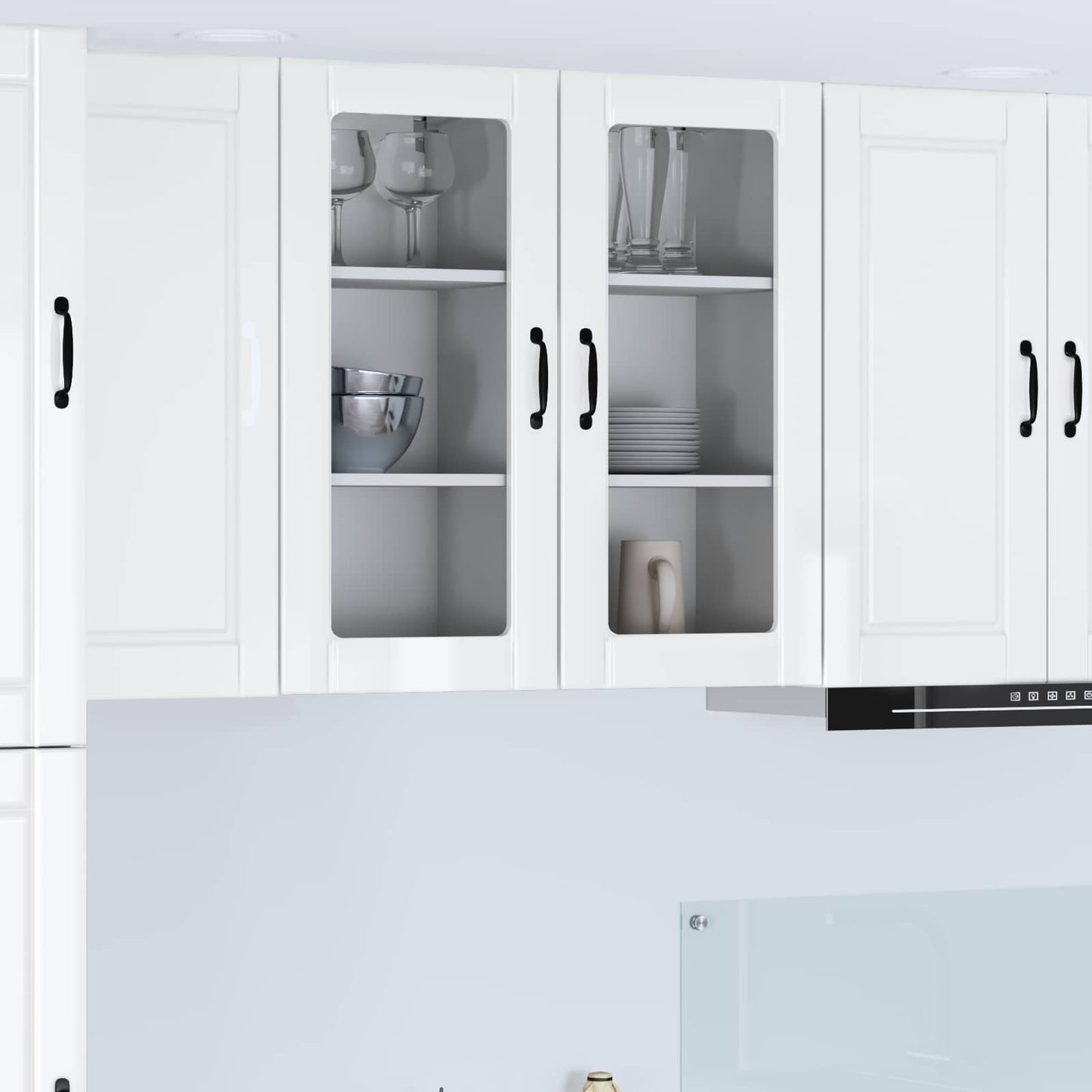 Nástěnná Skleněná Skříň Porto 2 Pcs Vysoce Lesklá Bílá