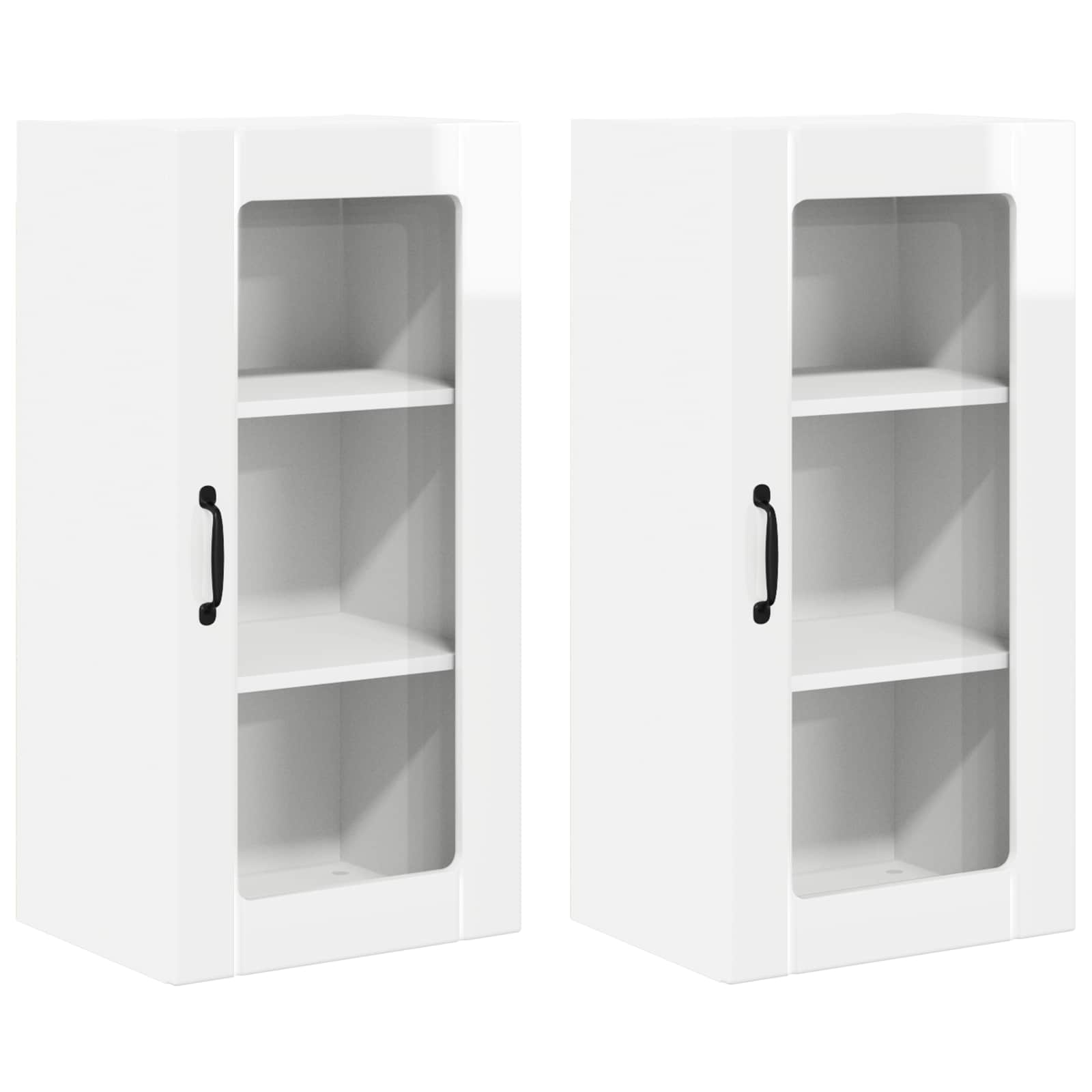 Nástěnná Skleněná Skříň Porto 2 Pcs Vysoce Lesklá Bílá