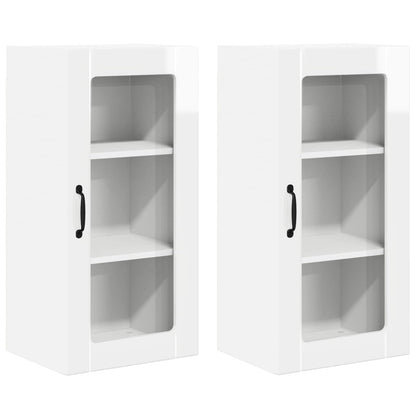 Nástěnná Skleněná Skříň Porto 2 Pcs Vysoce Lesklá Bílá