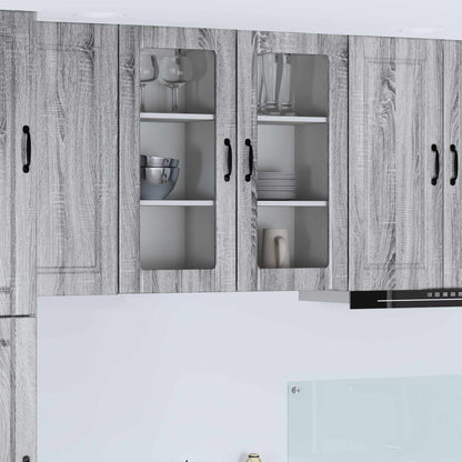 Nástěnná Skleněná Skříň Porto 2 Pcs Šedá Sonoma
