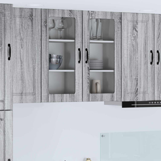 Nástěnná Skleněná Skříň Porto 2 Pcs Šedá Sonoma
