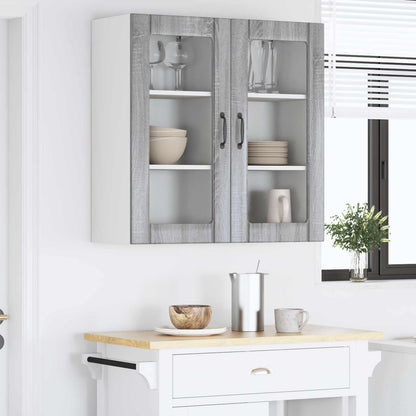 Nástěnná Skleněná Skříň Porto 2 Pcs Šedá Sonoma