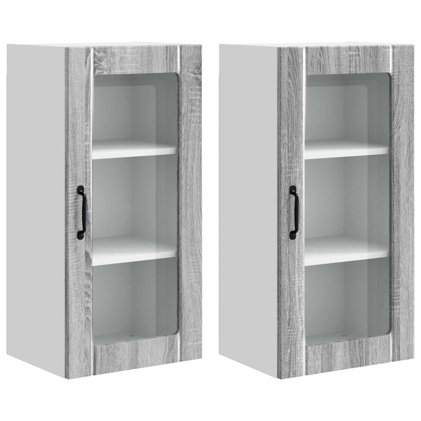 Nástěnná Skleněná Skříň Porto 2 Pcs Šedá Sonoma