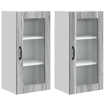 Nástěnná Skleněná Skříň Porto 2 Pcs Šedá Sonoma