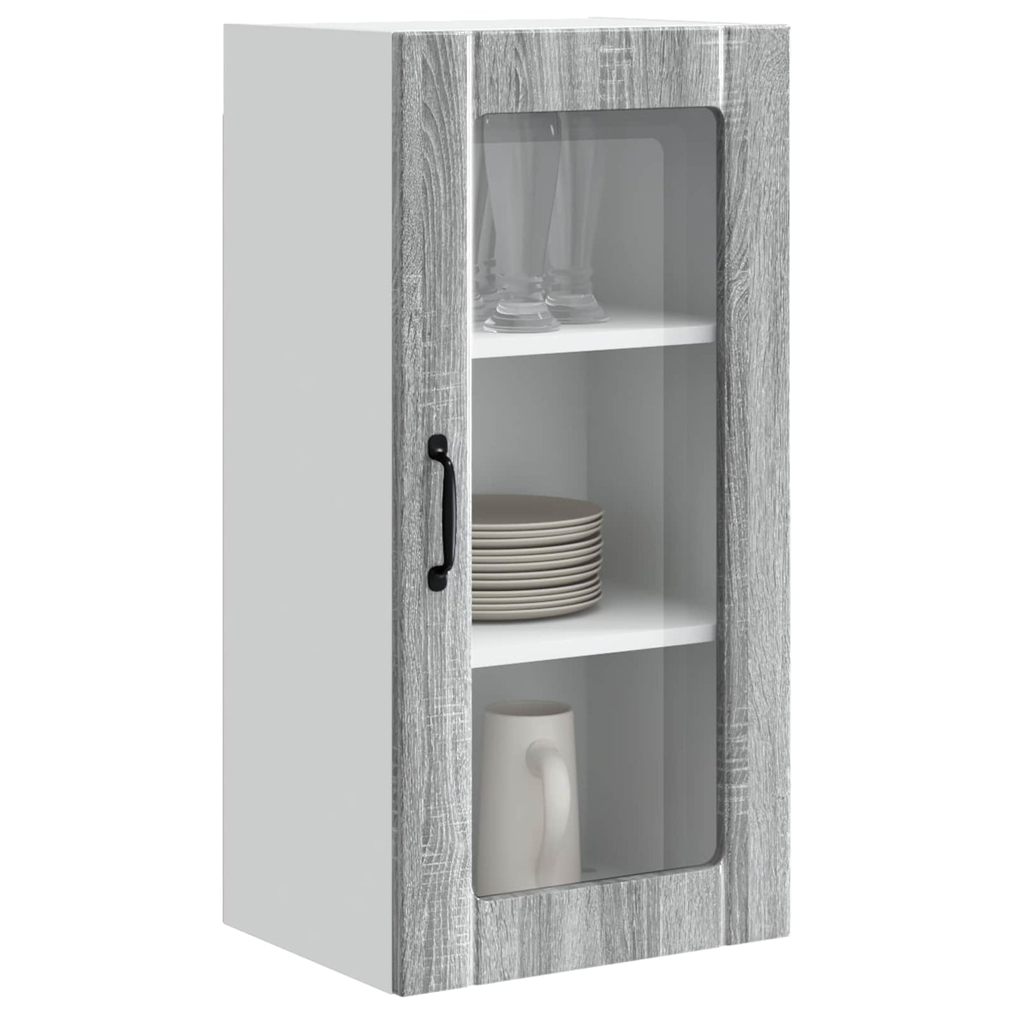 Nástěnná Skleněná Skříň Porto 2 Pcs Šedá Sonoma