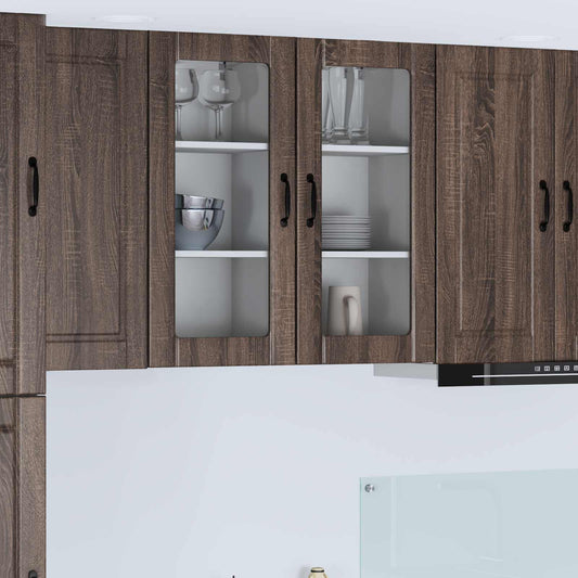 Nástěnná Skleněná Skříň Porto 2 Pcs Hnědý Dub Kompozitní Dřevo