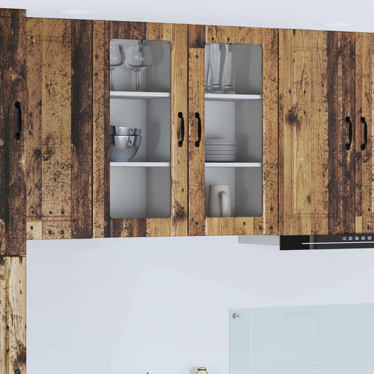 Nástěnná Skleněná Skříň Porto 2 Pcs Staré Dřevo