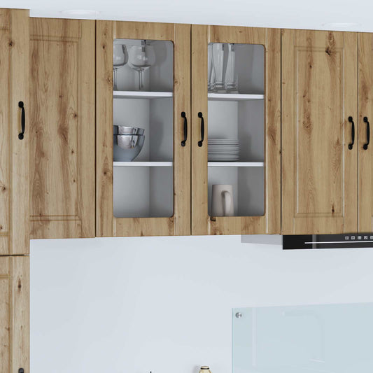 Nástěnná Skleněná Skříň Porto 2 Pcs Artisanový Dub