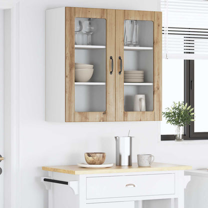 Nástěnná Skleněná Skříň Porto 2 Pcs Artisanový Dub