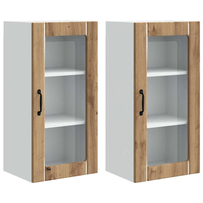 Nástěnná Skleněná Skříň Porto 2 Pcs Artisanový Dub