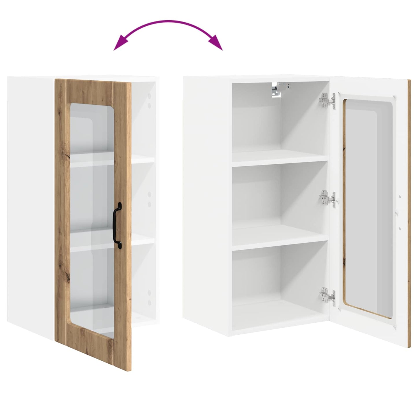 Nástěnná Skleněná Skříň Porto 2 Pcs Artisanový Dub