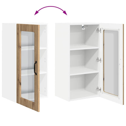 Nástěnná Skleněná Skříň Porto 2 Pcs Artisanový Dub