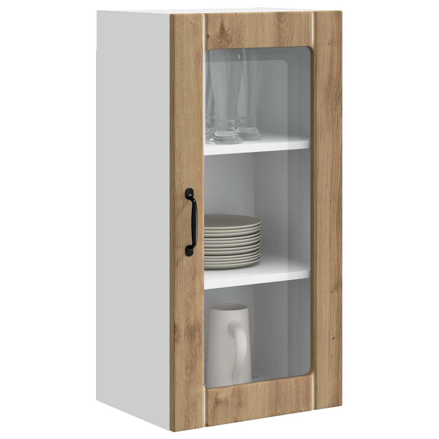 Nástěnná Skleněná Skříň Porto 2 Pcs Artisanový Dub