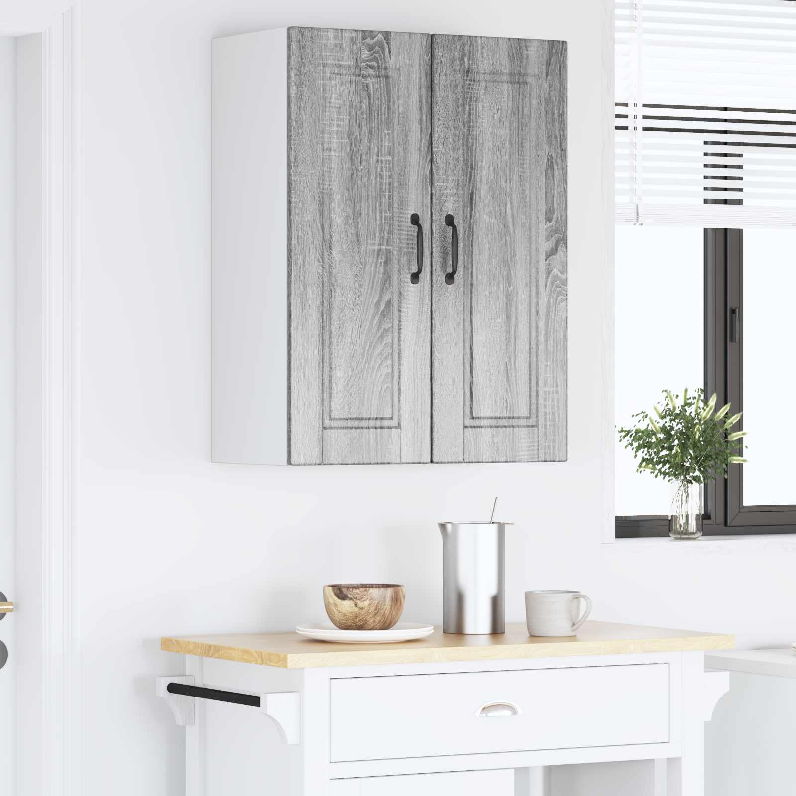 Nástěnná Skříňka Porto 2 Pcs Šedá Sonoma Kompozitní Dřevo