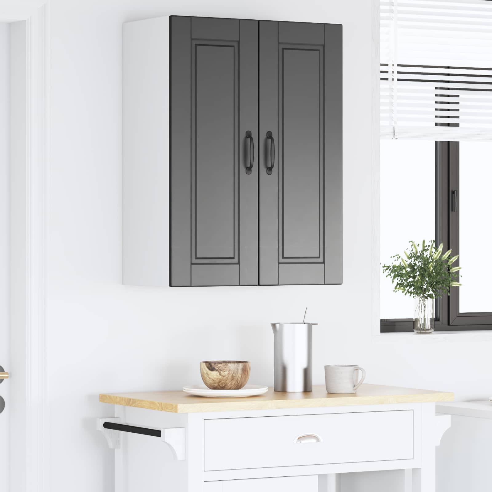 Nástěnná Skříňka Porto Černá 60 X 31 X 80 Cm Kompozitní Dřevo