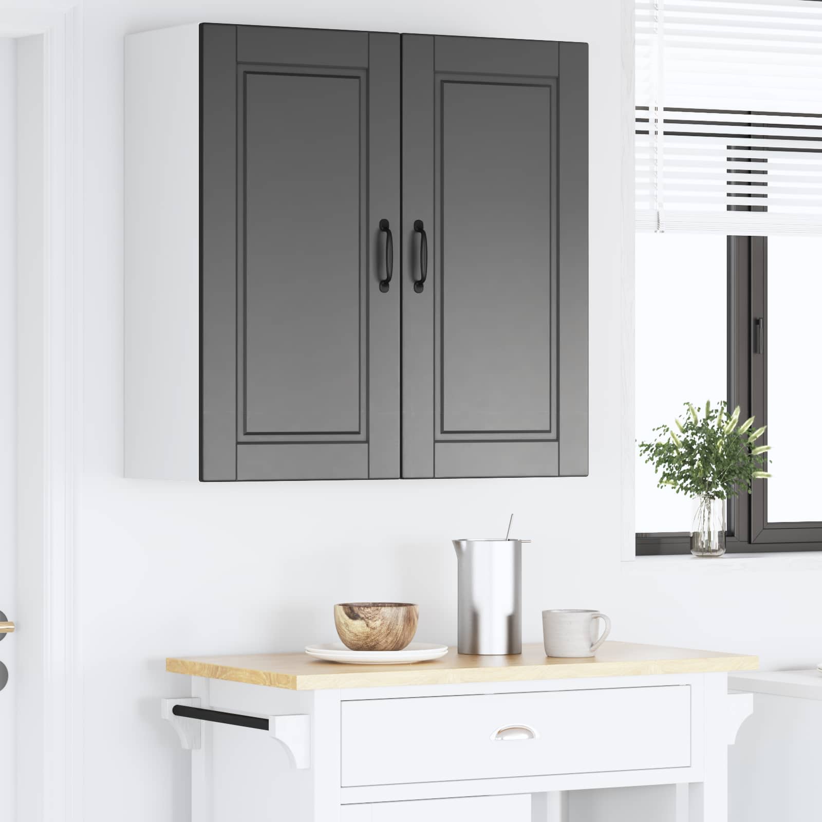 Nástěnná Skříňka Porto Černá 80 X 31 X 80 Cm Kompozitní Dřevo