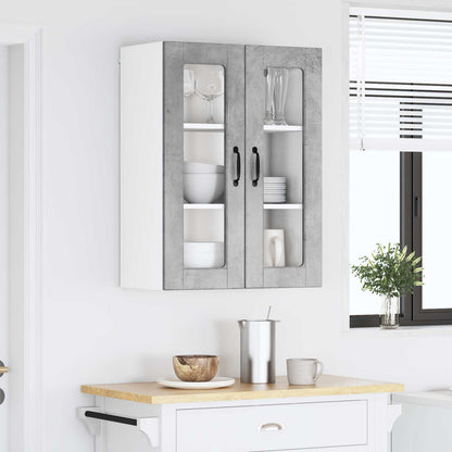 Nástěnná Skleněná Skříň Porto Betonově Šedá 60 X 31 X 80 Cm