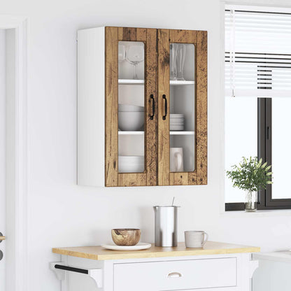 Nástěnná Skleněná Skříň Porto Staré Dřevo 60 X 31 X 80 Cm